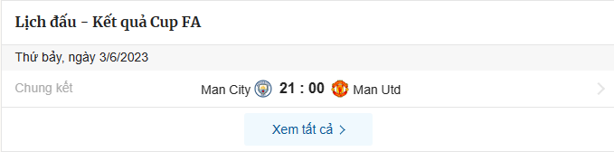 lịch thi đấu chung kết fa cup giữa MU và Man City